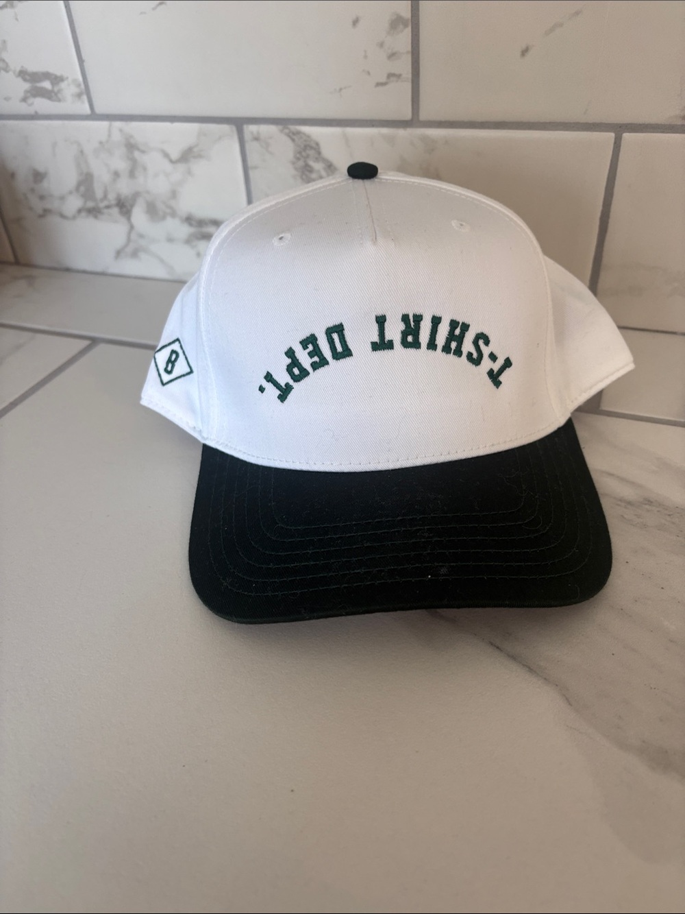 T-Shirt Dept. White & Dark Green Baseball Cap